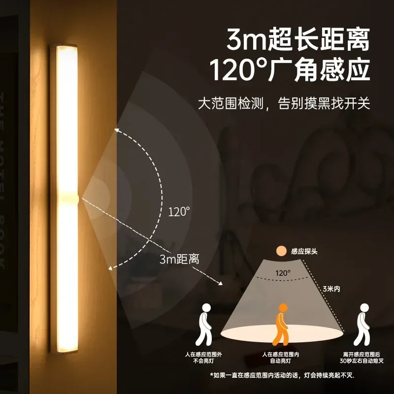 Intelligent body sensing cabinet wardrobe light strip. Charging self-adhesive magnetic absorption light strip