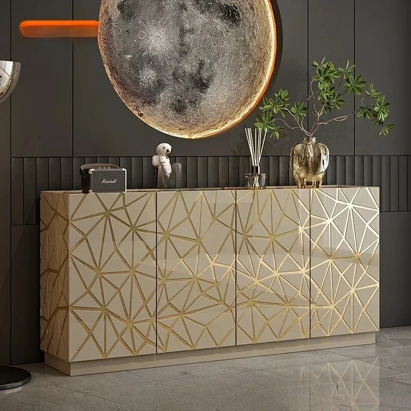 WS Entryway Cabinet Luxury Sideboard Solid Wood Multi-layer Board Entryway Shoe Cabinet Living Room Storage Cabinet