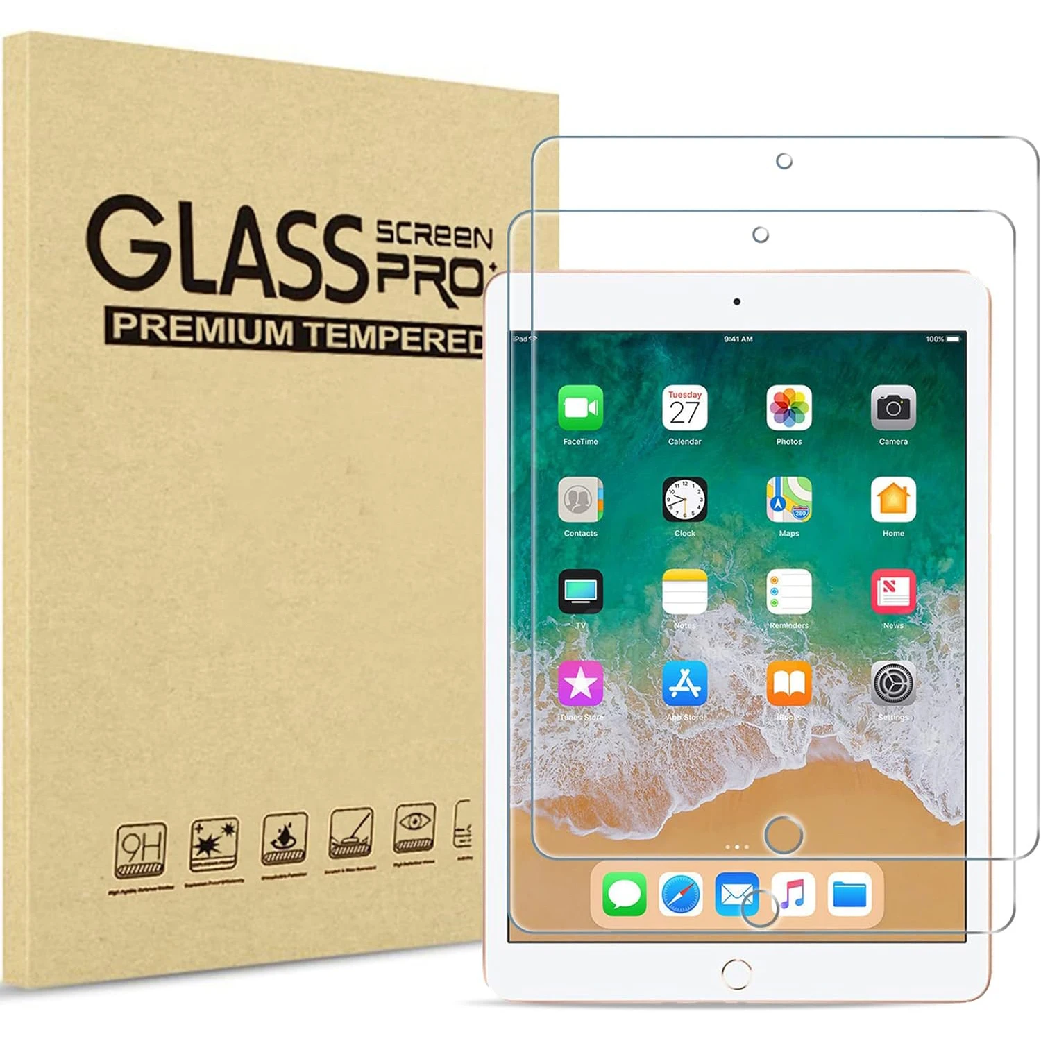 2pcs 9H Tempered Glass For iPad Air 1 2 9.7'' 2013 2014 Clear Screen Protector For iPad A1474 A1566 Anti Scratch Protective Film