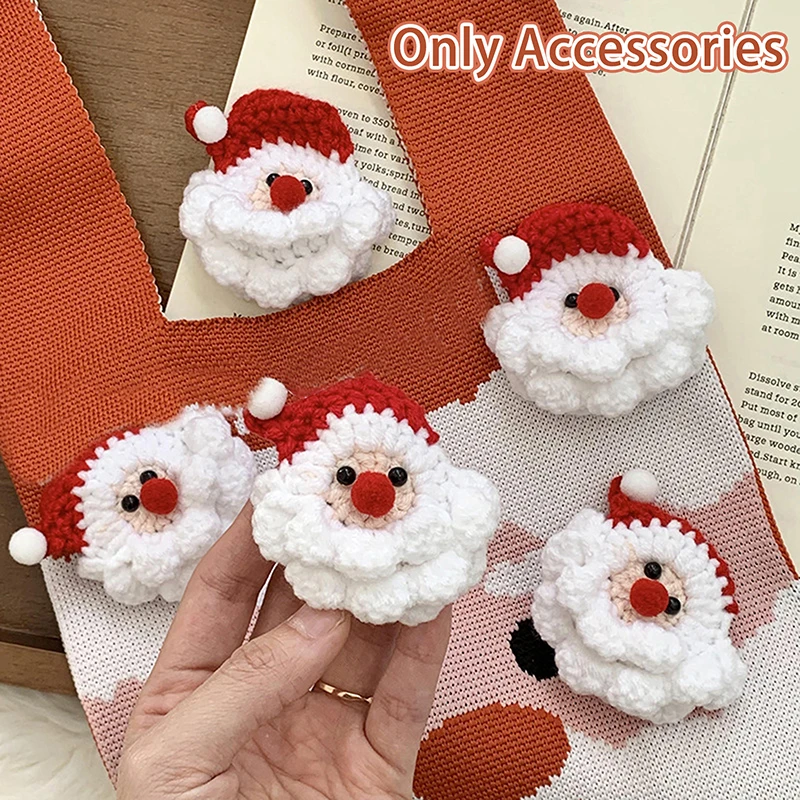 Cute Santa Claus Yarn Knitted Accessories Brooch Hairpin Keychain Excipients Accessories Christmas Party Decoration Couple Gifts