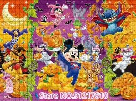 Puzzle de 1000 pièces Disney Minnie pour enfant, jeu de casse-tête brûlant pour Halloween, cadeau de vacances