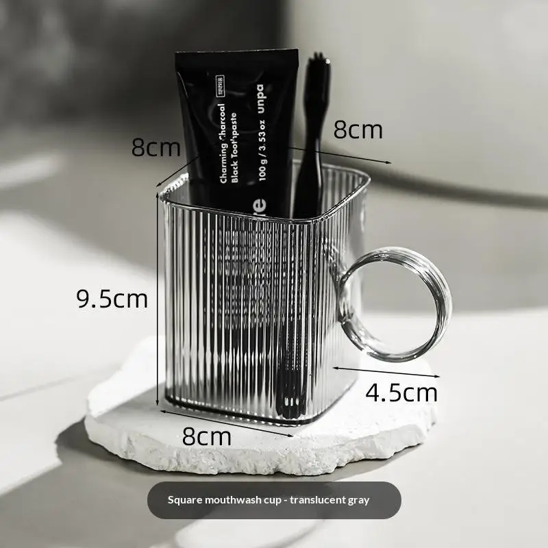 Nordic Translucent Mouthwash Cup With Handle Durable Anti-Drop Bathroom Toothbrush Holder Plastic Rinsing Cup For Toiletries