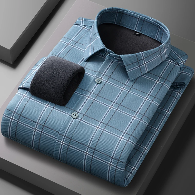 New in shirt hight quality winter warm ModaL long sleeve shirts for men slim fit casual shirt anti-wrinkle Thickened clothes