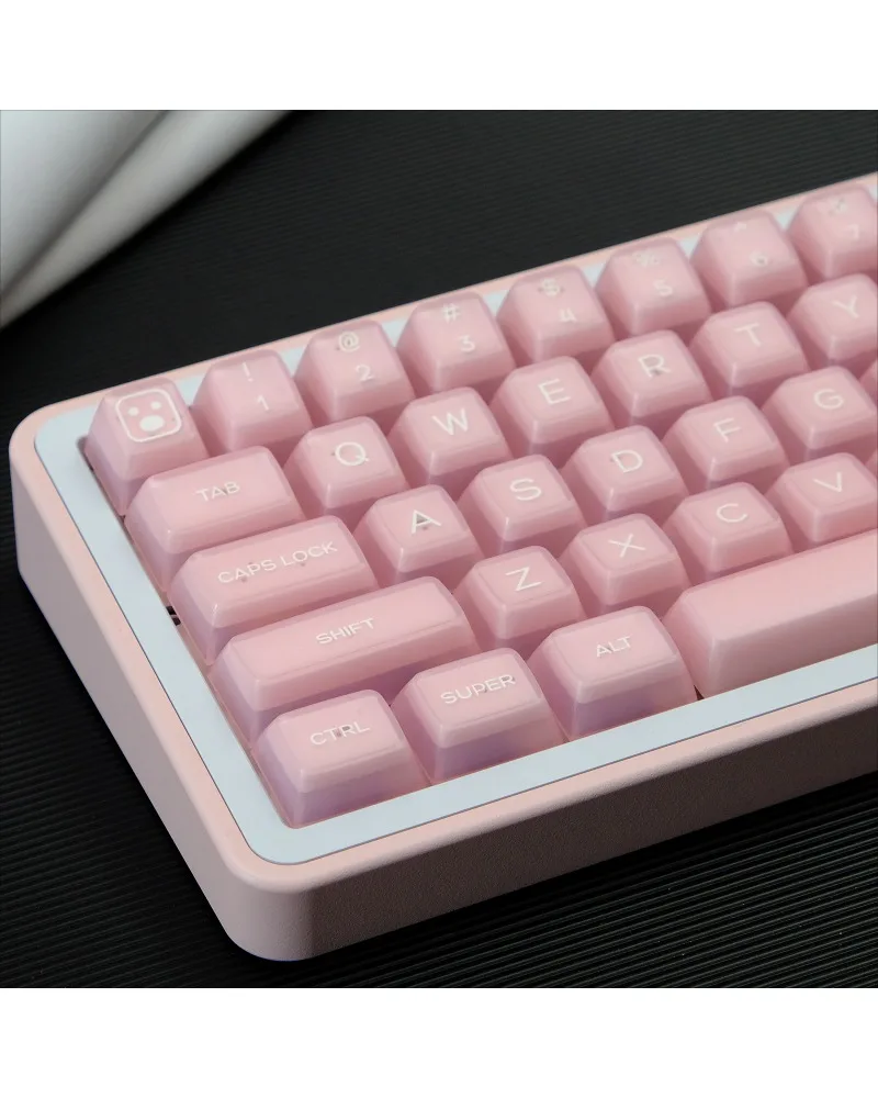 Keycaps sa height semi-transparent peach blossom jade powder transparent full set of two-color injection molding keycaps