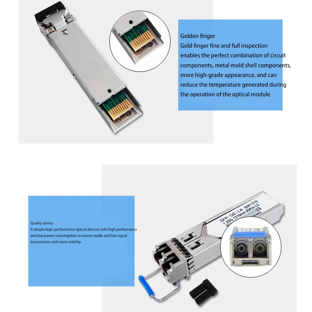 Optyczny moduł optyczny SFP Gigabit jednomodowy moduł optyczny SFP-GE-LX-SM1310 20KM podwójny światłowód 1.25G dla Huawei H3C