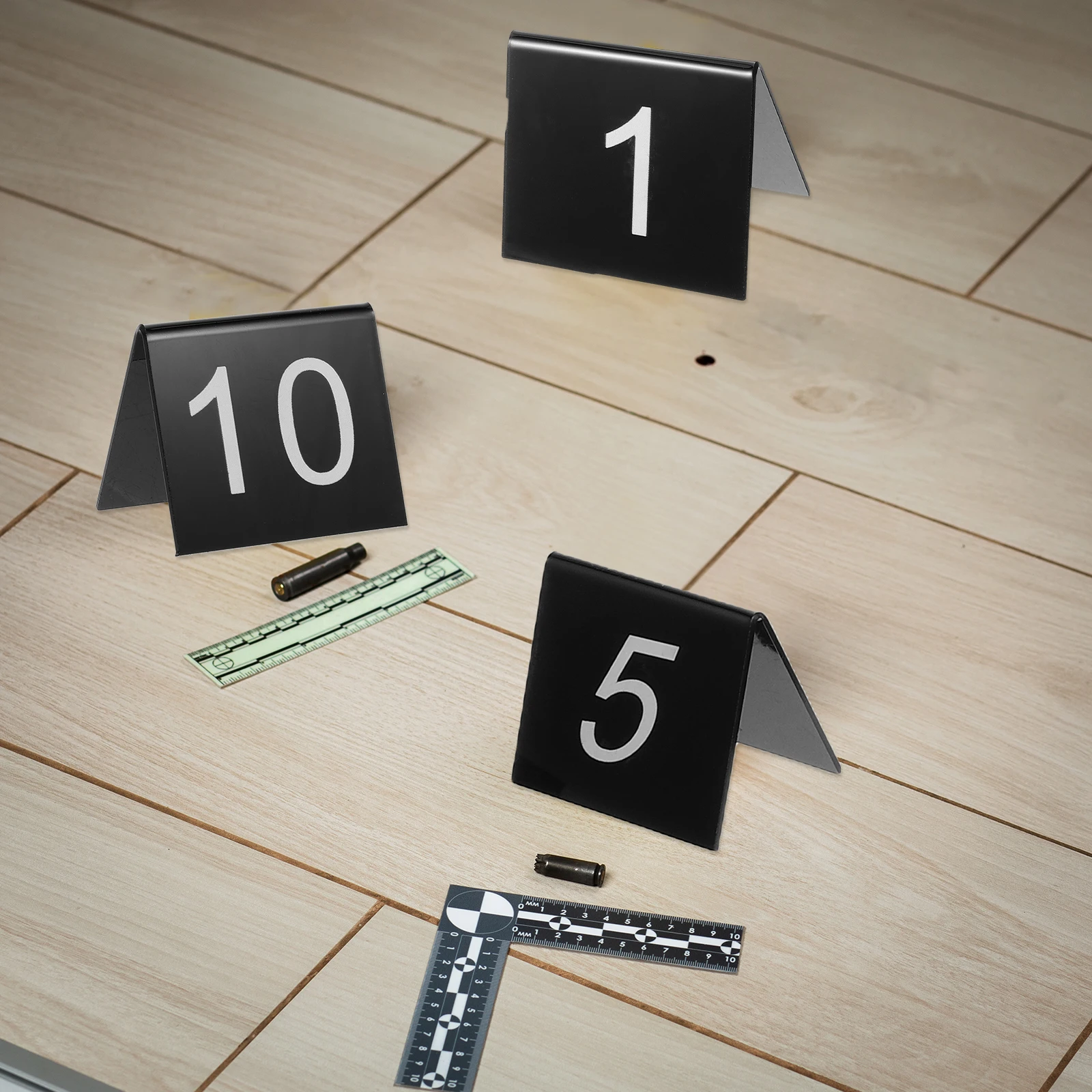 

10 pcs Detective Clue Cards Crime Scene Evidence Markers Acrylic Triangle Table Number Signs Simple Design Useful Safe