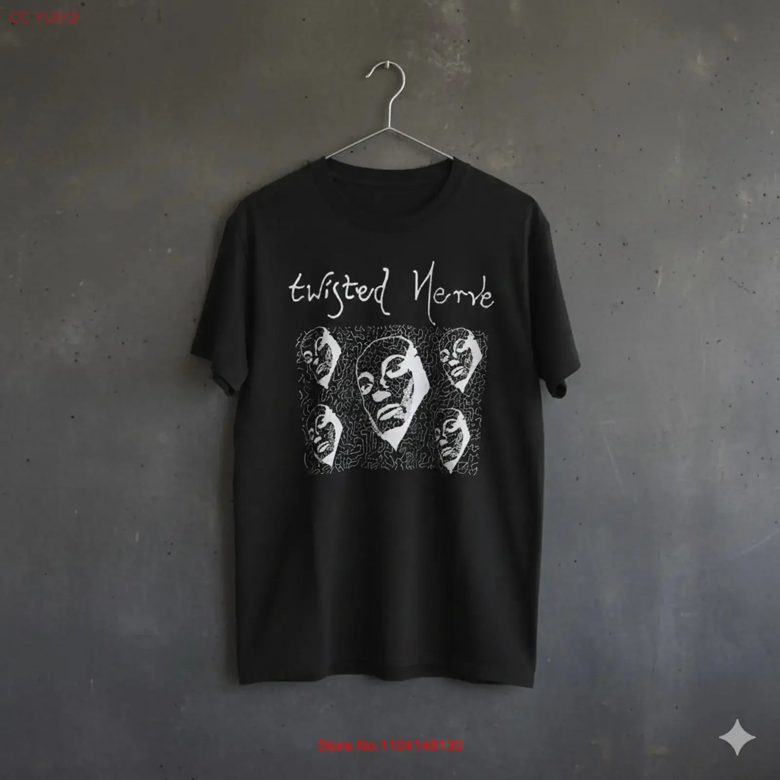 Twisted Nerve Band T Shirt Black Alternative Rock T854 vintage Washed graphic Breathable designer clothes Unisex fashion