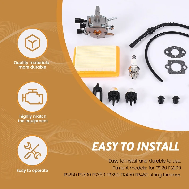 Carburetor Air Filter Bulb Fuel Repower Kit Fit for FS120 FS200 FS250 FS300 FS350 FR450 String Trimmer-A68X - view 6