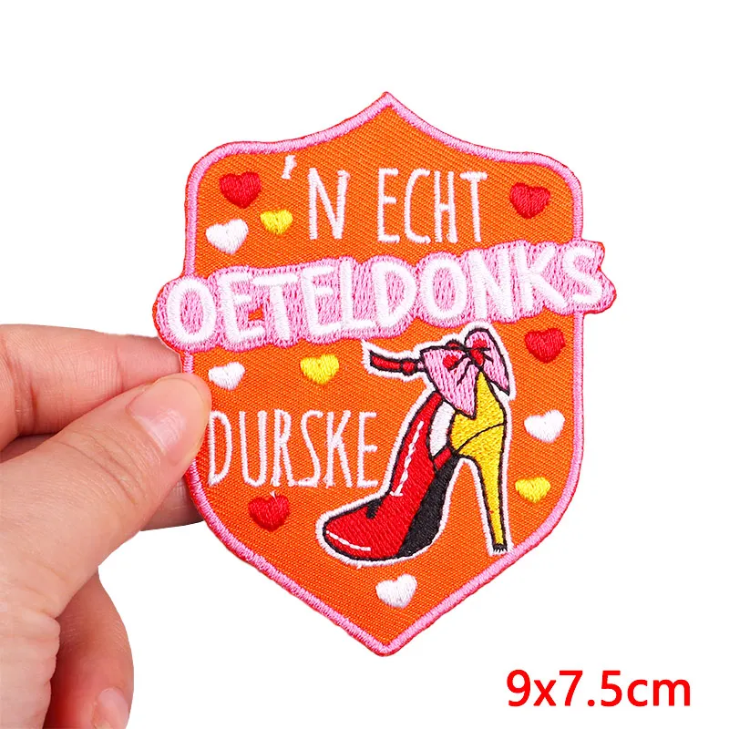 Niederlande Oeteldonk Emblem bestickte Patches für Kleidung Karneval Emblem Eisen auf Patches auf Kleidung Zubehör Applikation DIY – Detail 2