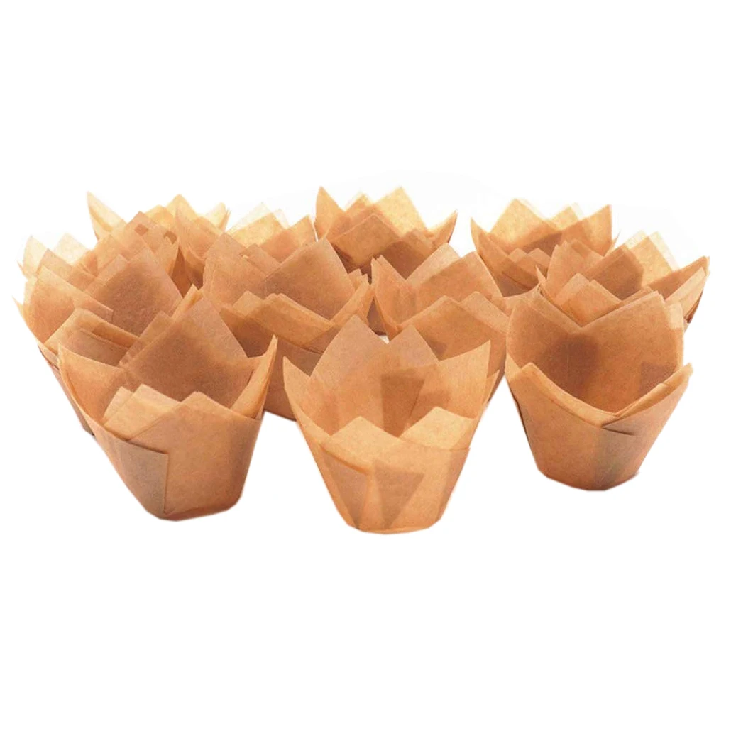 200 Pieces Tulip Cupcake Liner Baking Cups Paper Cupcake and Muffin Baking Cups for Weddings and