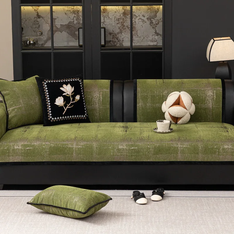 High-grade Chenille Sofa Cushion Four Seasons Universal Non-slip Straight Type Sofa Cover Straight Row Sofa Cushion Suit