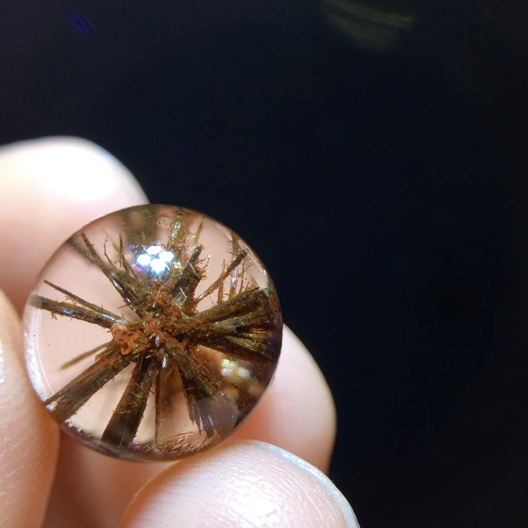 Natural Copper Rutilated Quartz Pendant Jewelry 11.7mm Oval Round Flower Men Women Brazil AAAAAAA