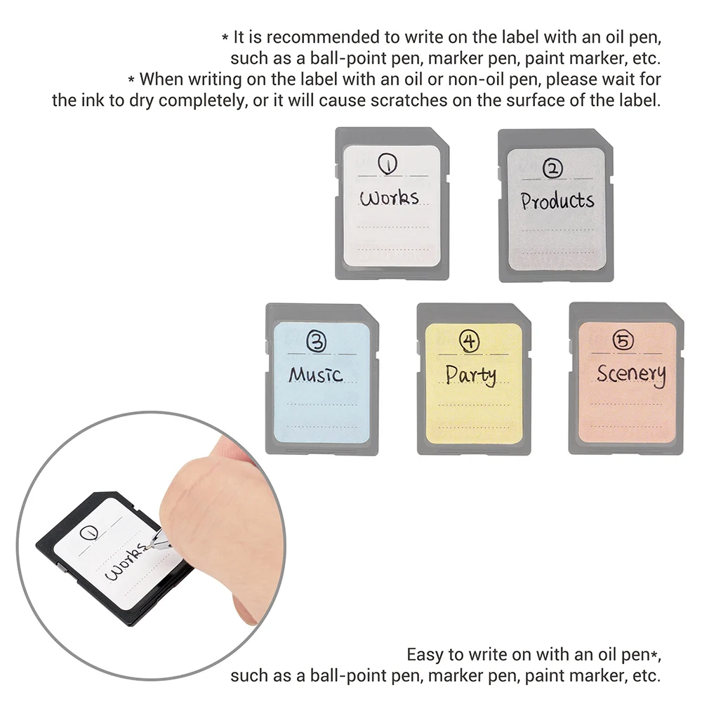 JJC Multi-Use Label Stickers 20x25mm/0.79x0.98" Stick-On Camera Memory Card Labels for SD/SDHC/XQD/CF CFexpress Type-B 120 Pcs
