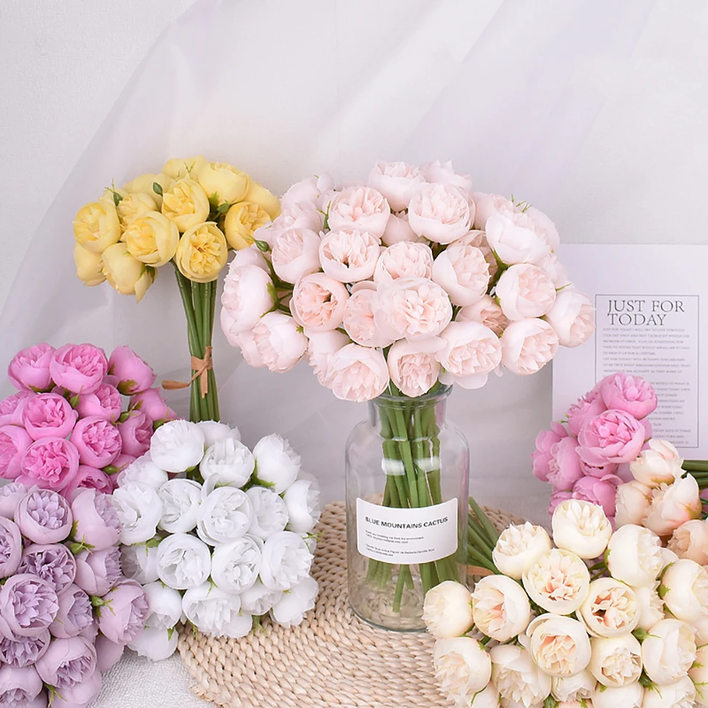 27 Köpfe Künstliche Rosen-Blumensträuße Heimdekoration Valentinstag Vintage DIY Braut Hochzeitsdeko Bastelgeschenke Zubehör – Detail 2