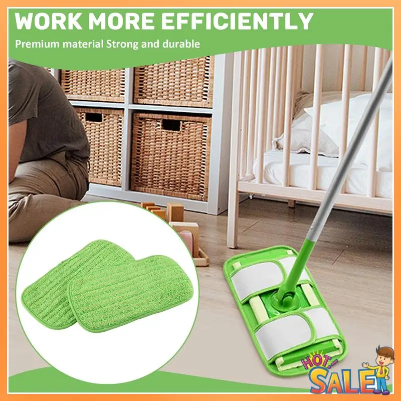 AB68 2 uds paño de mopa plano húmedo/seco reemplazo de mopa de suelo de microfibra para barredora Swiffer lavable a máquina fácil de reemplazar