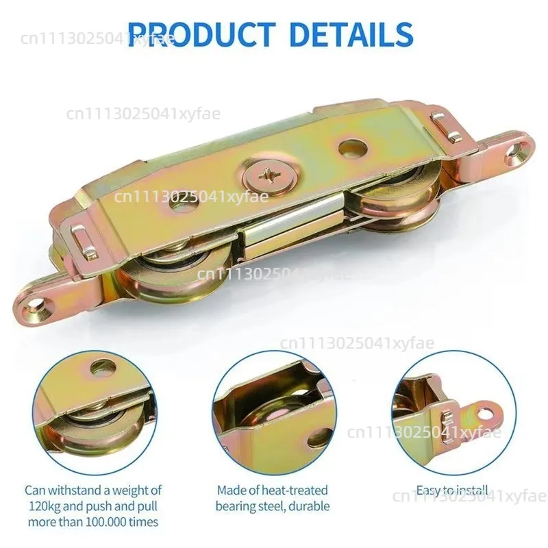 AS60 Heavy-Duty Sliding Door Rollers, 1-1/4 Inch Steel Ball Bearing, Adjustable Side Design,4Pcs Set for Courtyard Sliding Doors