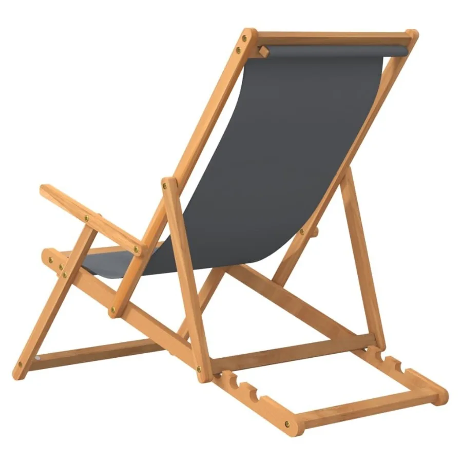 Silla de playa plegable madera maciza teca gris