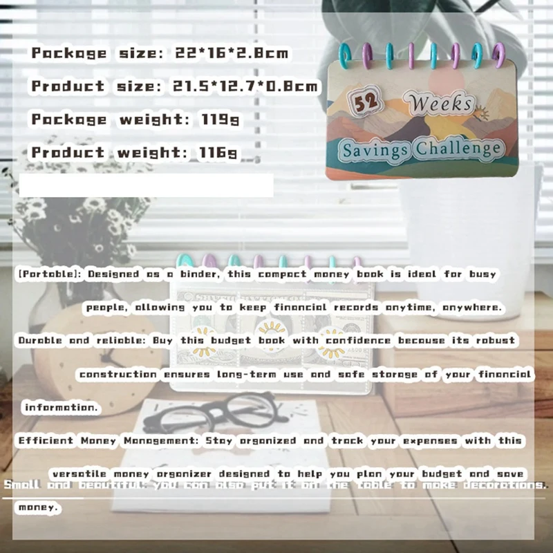 52 Week Binder Saving Challenge Reusable Cash Planner Envelope Fun Money-Saving Organizer