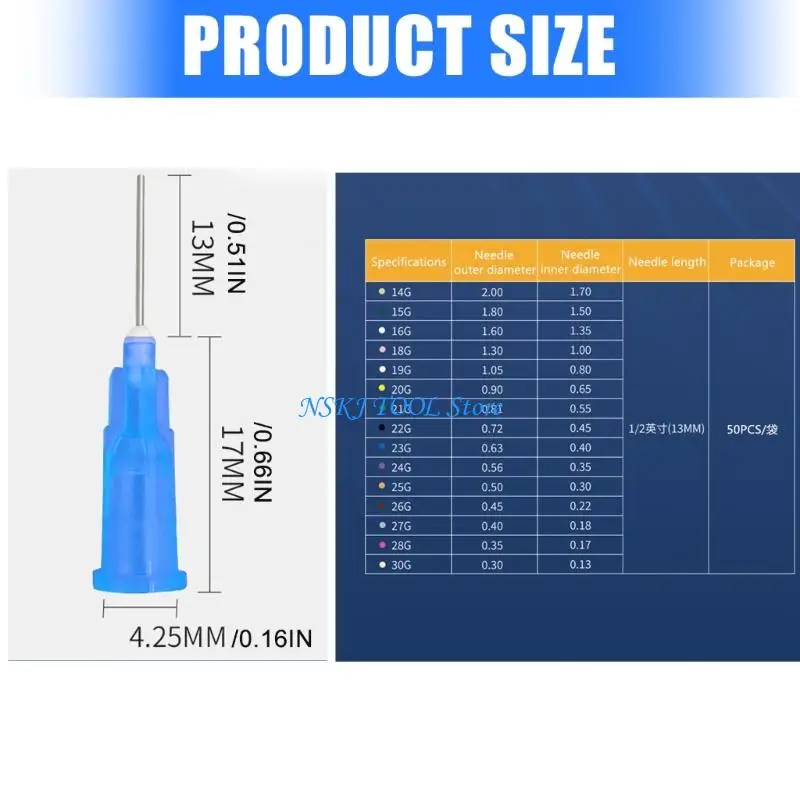 L8RC 50Pcs 14/15/16/18/19/20/21/22/23/24/25/26G Dispensing Bluntly Needle Liquid