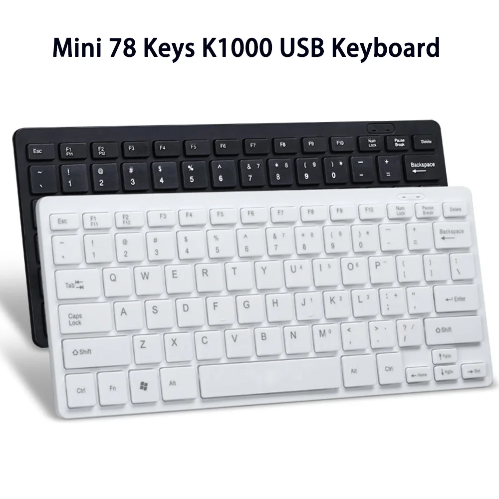 

K1000 USB Keyboard Mini 78 Keys Keyboard Super Slim USB Wired Multimedia Kaypad Portable Wired Keyboard For Laptop Accessories