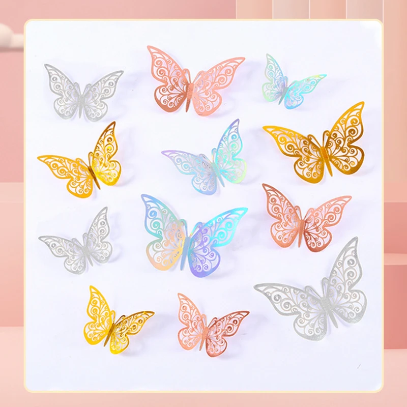 Hollow Three-dimensional Butterfly Wall Pasted Home Background Wall Room Decoration Colorful Butterfly Stickers Wall Decoration