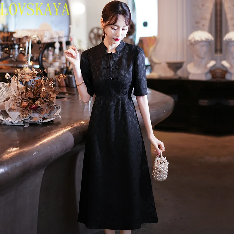 Summer New Chinese Traditional Retro Button Improved Edition Cotton Slim Fit Short sleeved Robe Chinese Style Fantastic Dress