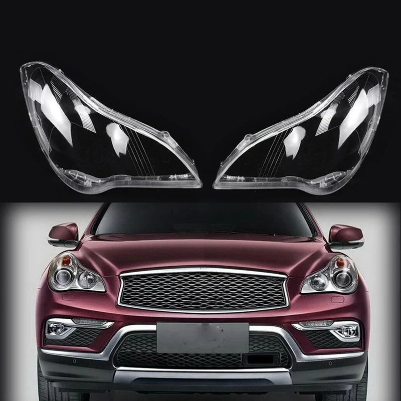 

1 Pair PC Front Headlight Lens Cover For Infiniti QX50 EX25 EX35 2008-2015 Mask Lampshade Lens Glass Head Light Caps