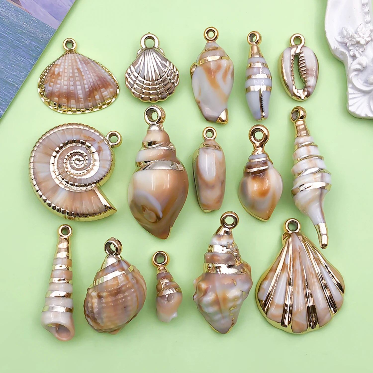 10/15 Uds. Concha acrílica, estrella de mar, dijes de concha, colgantes de vacaciones en la playa para pulseras DIY, collares, accesorios para hacer joyas