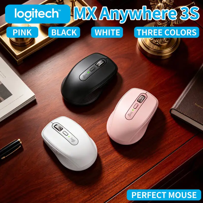 Ergonomic MX Anywhere 3S - 8K DPI, 3-Device Bluetooth, Silent Click, Perfect for Shoe Design Class & Lecture Desk