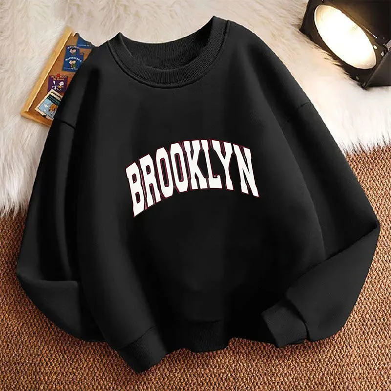Fashion Brooklyn Letter Hoodies Children's Pullover Spring Crew Neck Graphic Print Hoodie Boy/Girl Kids Hoody Sweatshirt