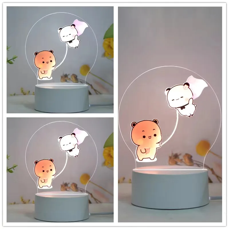 Bubu Dudu Led Night Light Remote Control Bear Panda Figures Lamp USB 16 Colors Adjustable Cartoon Home Decorative Christmas Gift