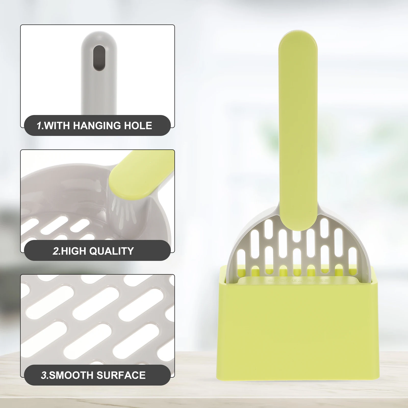 

Cat Litter Shovel Scoop Scooper with Holder Scoops Particles Kitten Pet Abs for