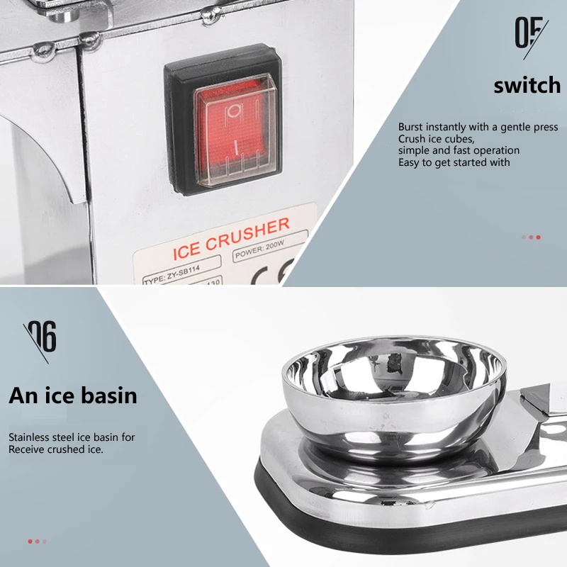 Machine électrique à cône de neige, rasoir à glace, broyeur, hachoir à glace en acier inoxydable, Commercial 220V 110V