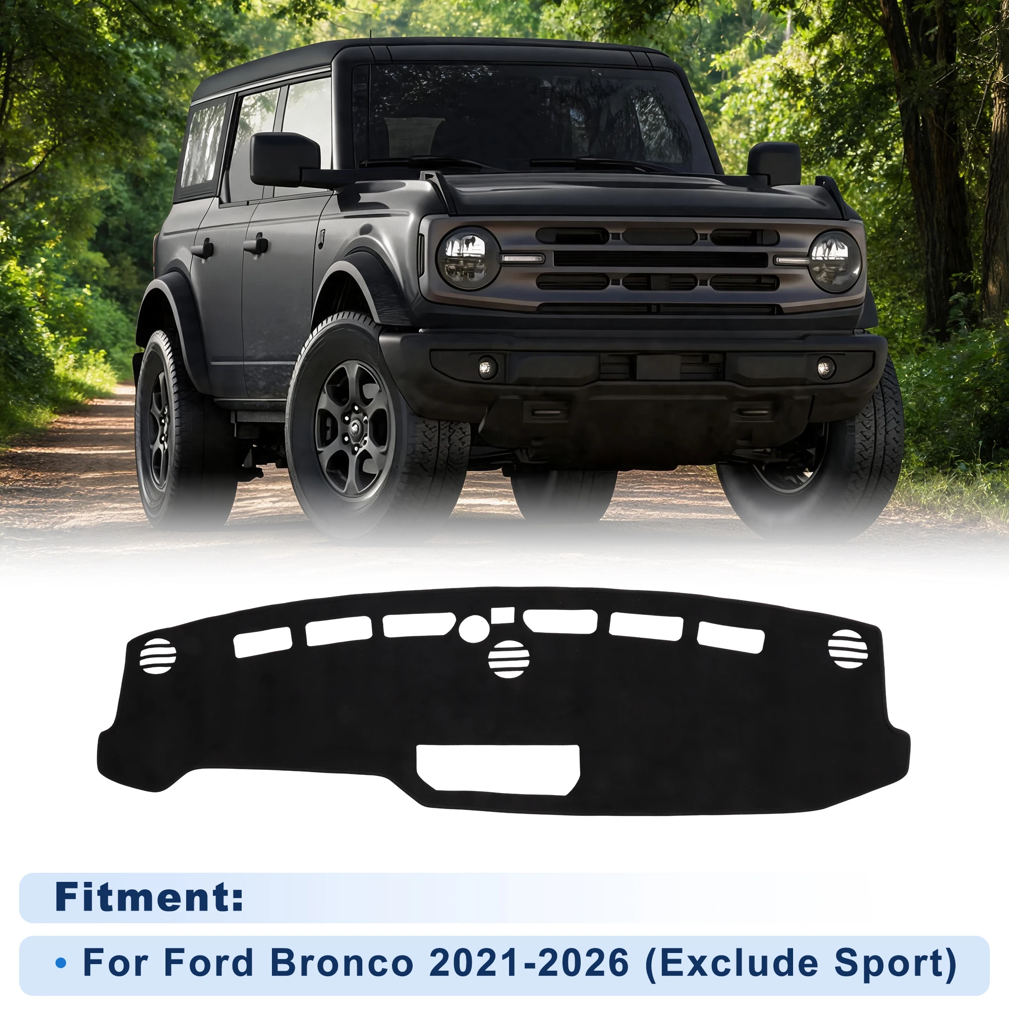 UXCELL Dash Cover for Ford Bronco 21-26 (Exclude Sport) Suede Black