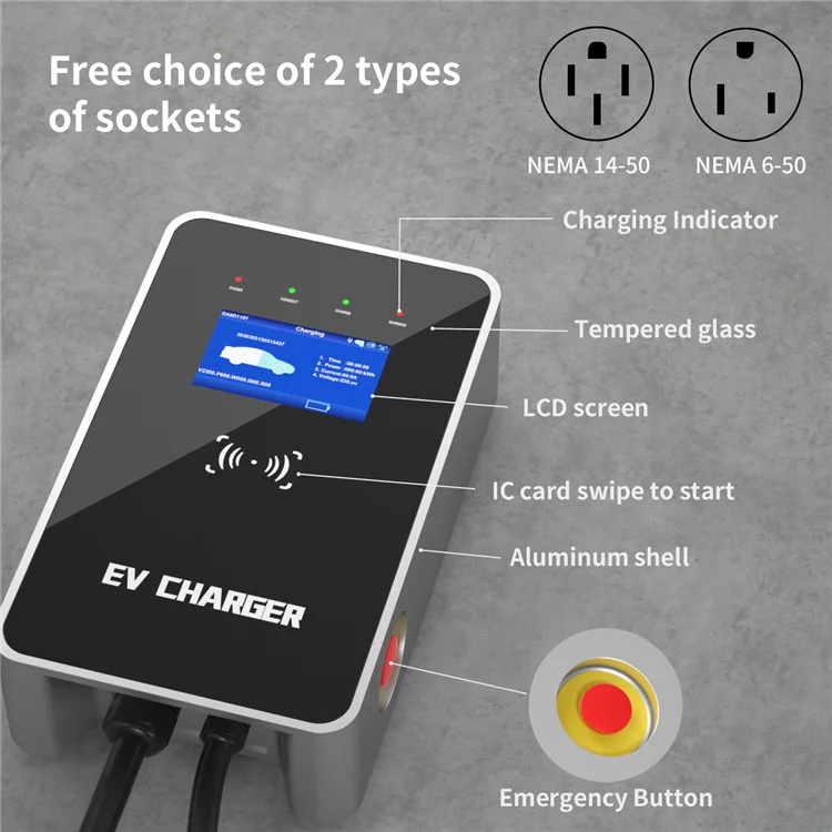 7kw  home ev charger can  Shows live charging current ensure people's safety