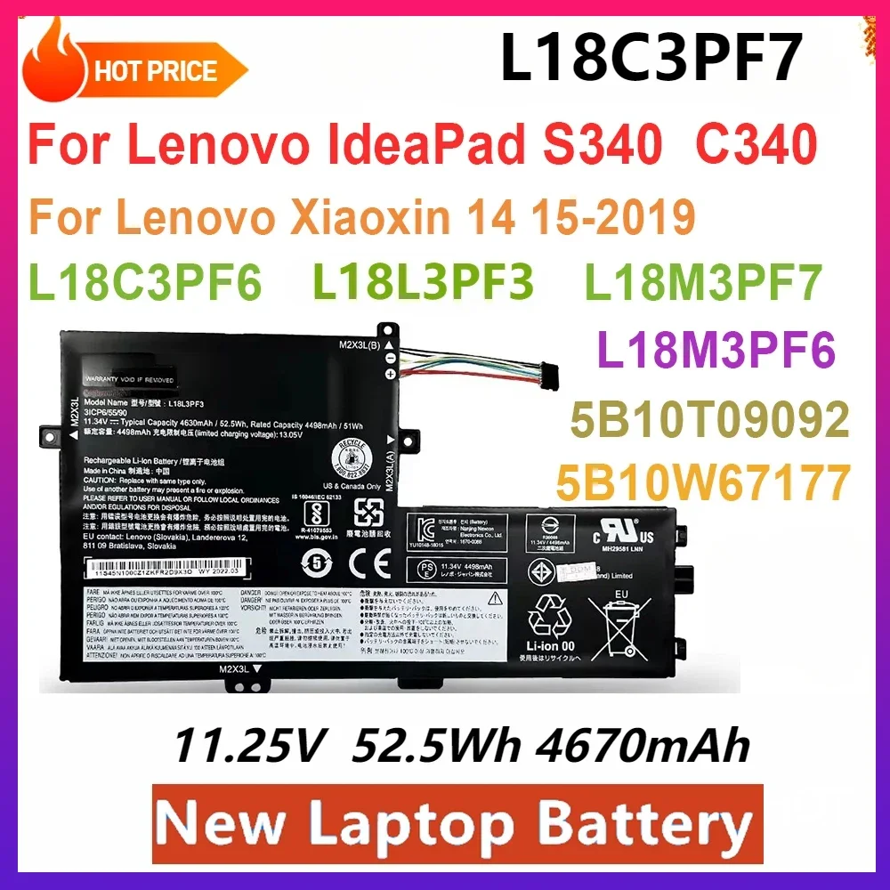 New L18C3PF7 Laptop Battery for Lenovo L18L3PF3 L18C3PF6 L18M3PF6 L18C3PF7  for Lenovo IdeaPad S340 S340-14API/14IIL/14IML 14IWL