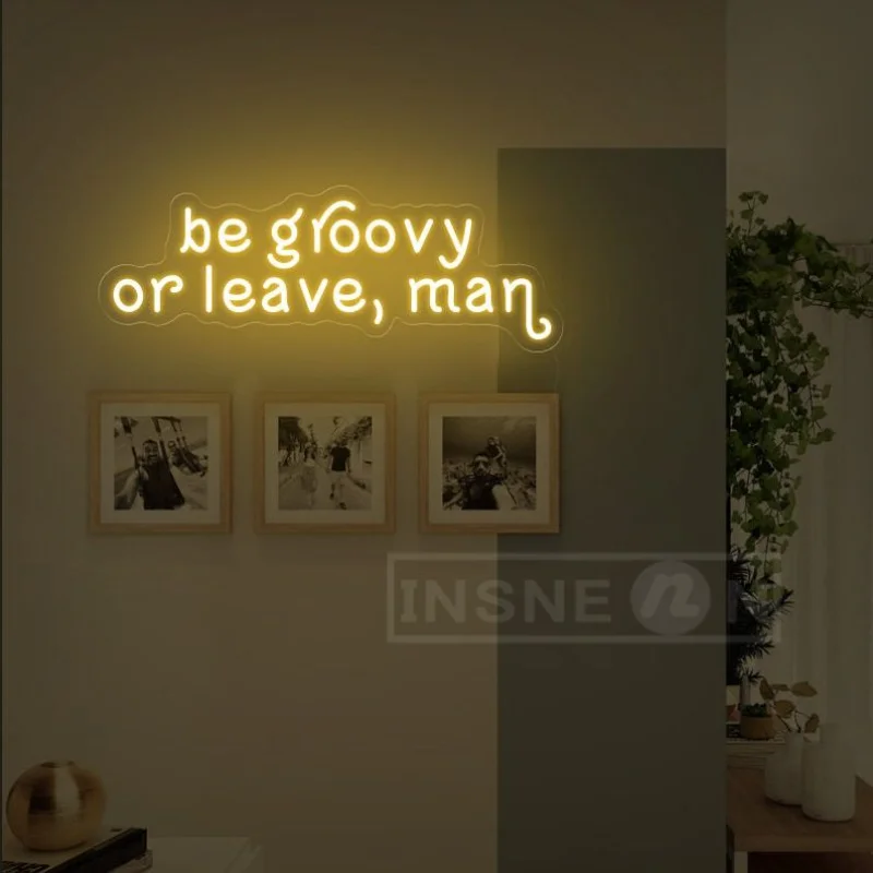 Be Groovy Or Leave Man Neon Sign, Housewarming Gift, Retro Wall Art, ,70's Wall Art,70's Decor, Hippie Neon Sign