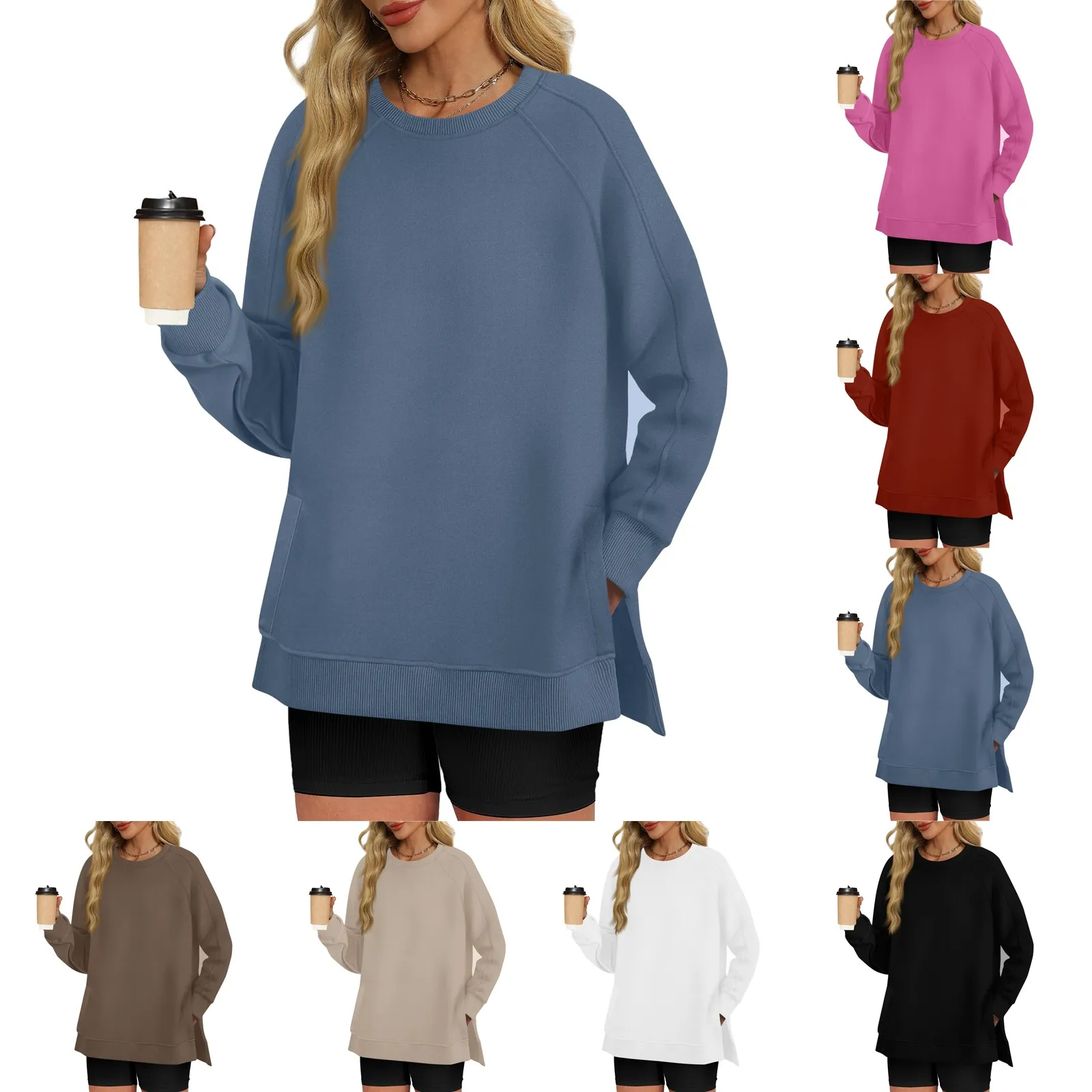 Oversized Women Sweatshirts Long Sleeve Patchwork Open Side Streetwear Harajuku Pullovers Autumn Clothes For Women