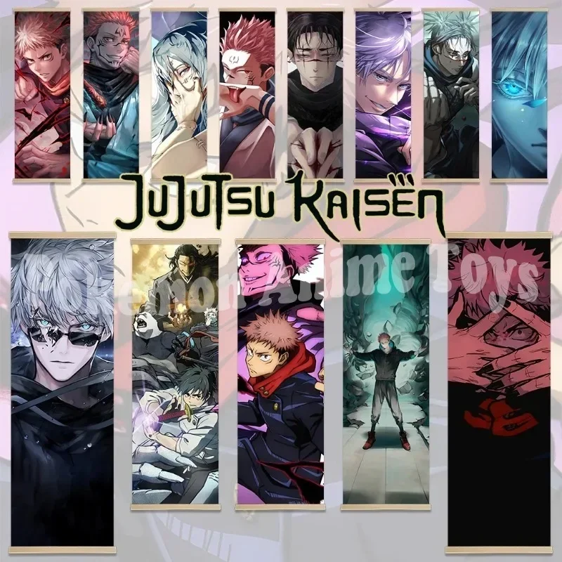 Jujutsu Kaisen Anime POSTER Wooden Frame Scroll Painting Wall Pictures For Living Room Fall Decor