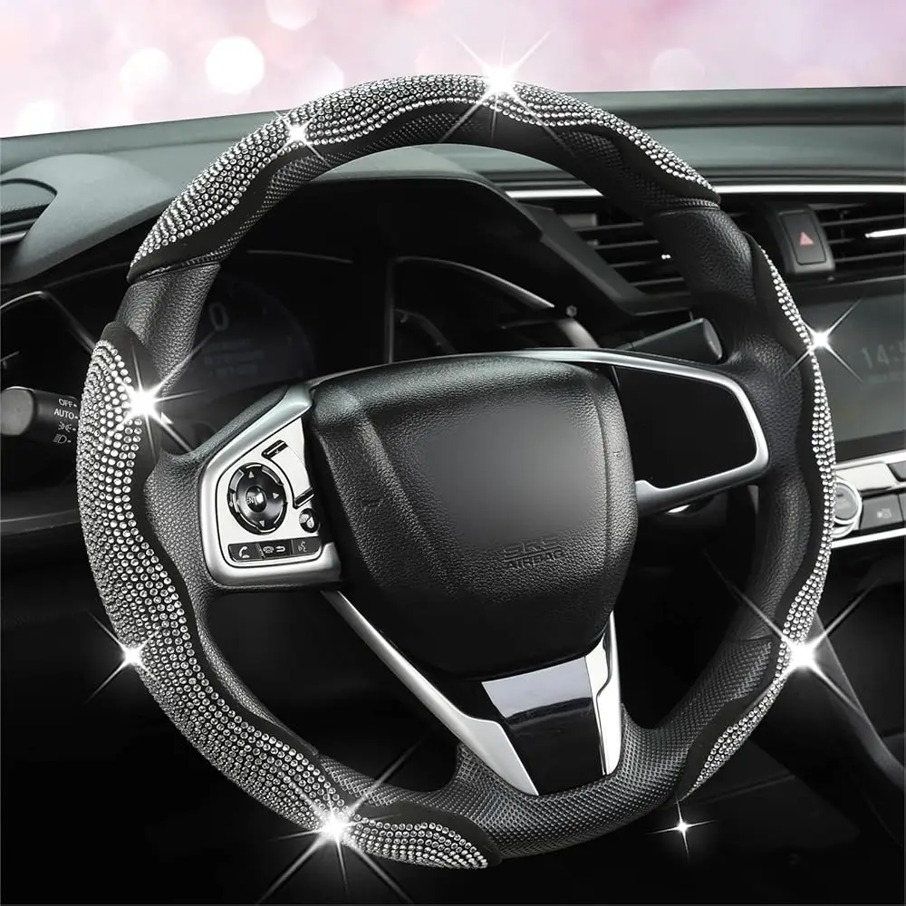 

Чехол на руль автомобиля с кристаллами и стразами, 3-секционный, универсальный для 99% автомобилей