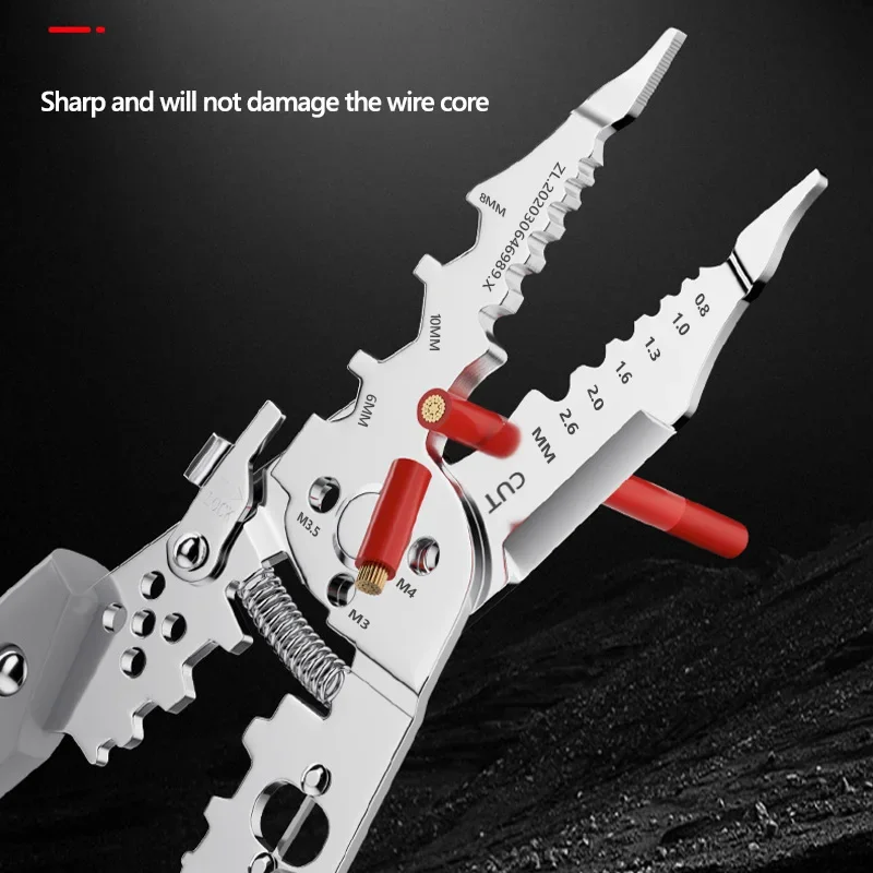 YLONDAO Wire Stripper Wire Puller Cutter Multifunctional Labor-Saving Repair Scissors Wire Stripping Crimping Pliers Hand Tool