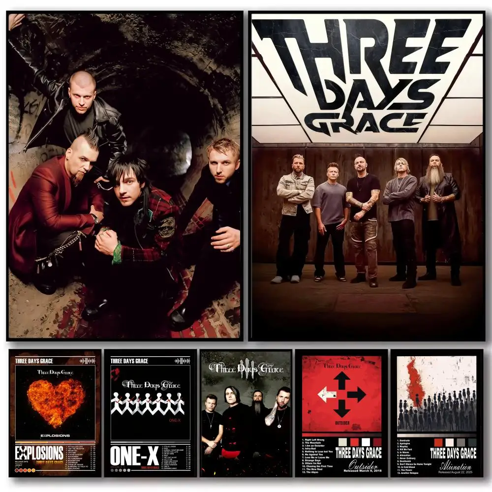 Постер-наклейка с изображением группы Three Days Grace: декоративные стикеры, настенное искусство, фото-дизайн для украшения дома, гостиной, прихожей