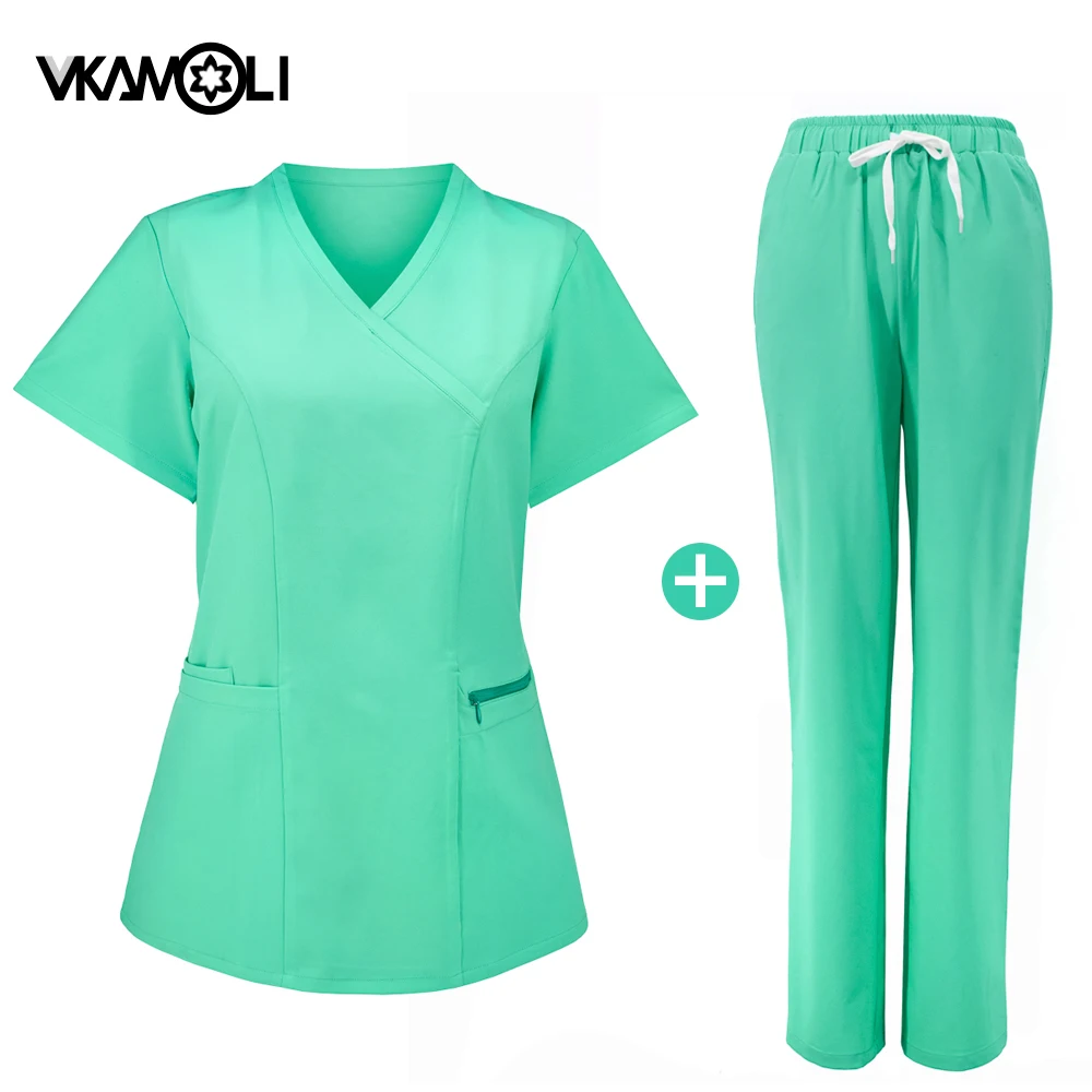 

Slim fitting Surgical working clothes Doctor Nurse Nursing Uniforms Women Medical Workwear Spa Dentist Lab Clinic vet Scrub Suit