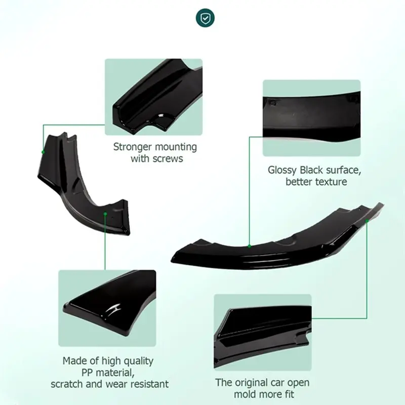 Rear Bumper Spoiler Lip Splitter Side Skirt Canard Trim For Honda Civic 2016-2019 Diffuser Accessories view 3
