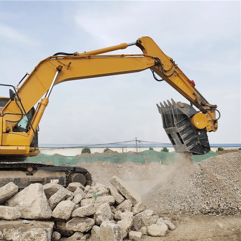 Heavy duty construction machine attachment construction waste crushing bucket for sale