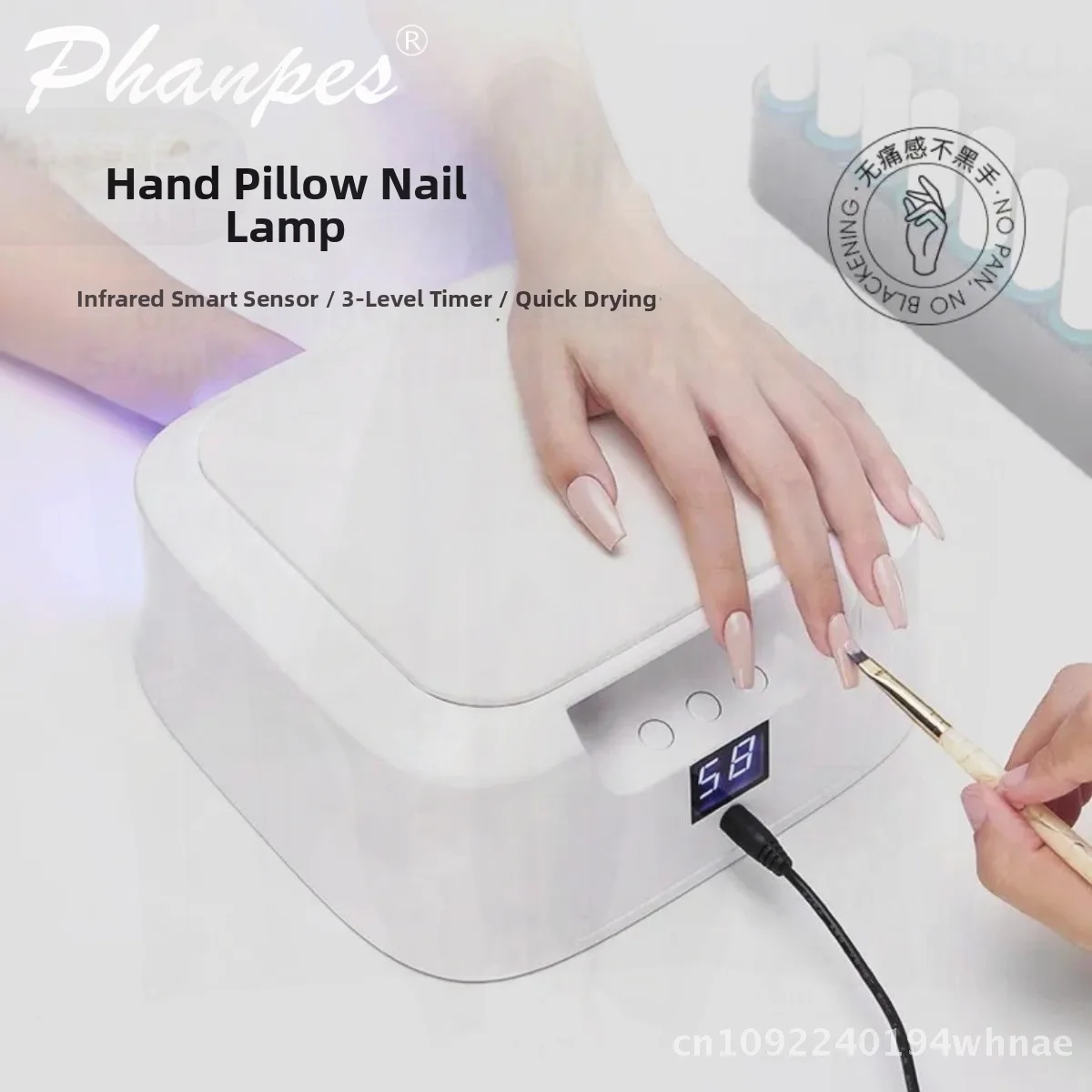 

High-Power LED Nail Art Baking Lamp Quick-Drying Phototherapy Machine White Hand Pillow Non-Black Hand Design for All Users