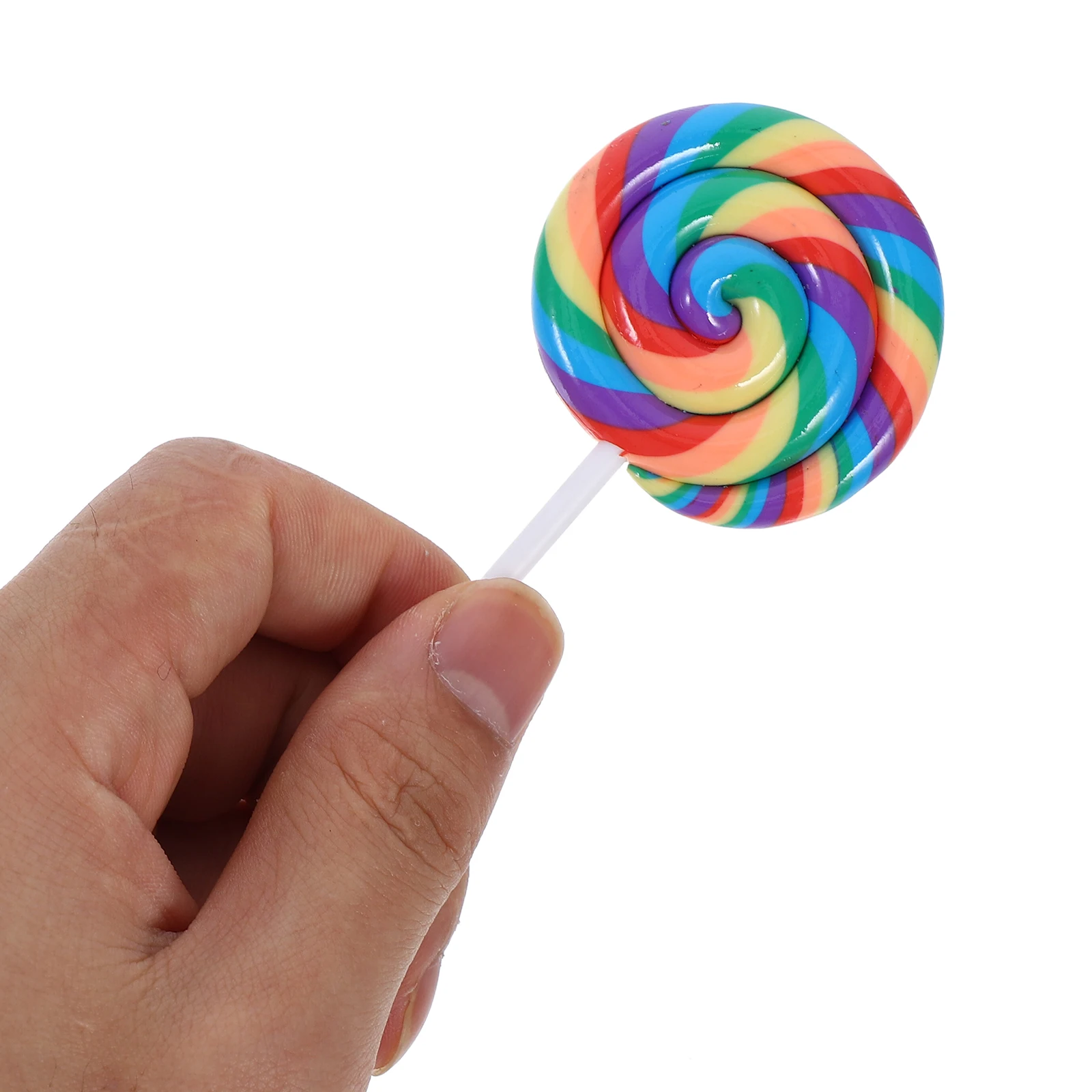 

5pcs Clay Prop Rainbow Lollipop Decoration Lifelike Fake Candy Photo Booth Props Simulation Candy Party Supplies Birthday