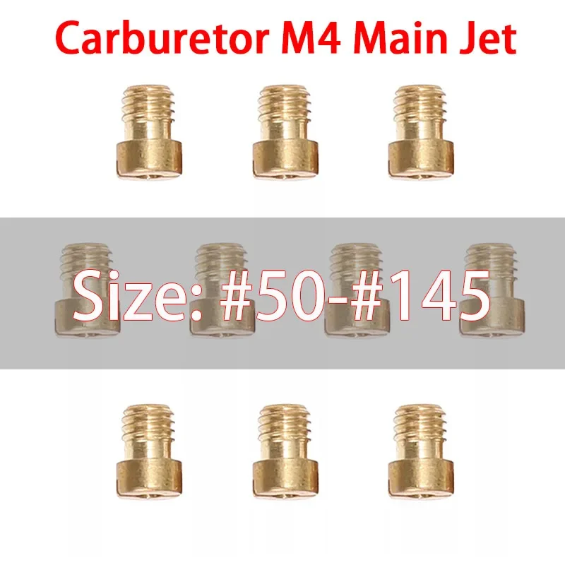10 inyectores de gasolina redondos M4 de 4 mm para carburador Mikuni Keihin CVK24~26 PZ19 de motocicleta y scooter GY6 50cc 139QMB