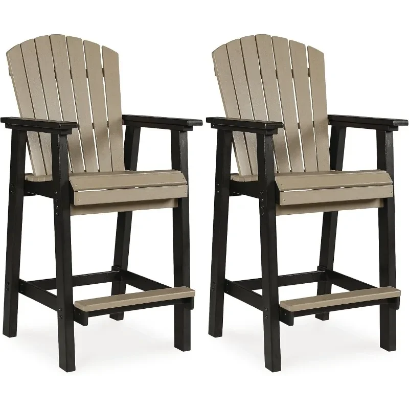 

home.Fairen Trail 30" HDPE Durable Outdoor Barstool, 2 Count, Black & Brown