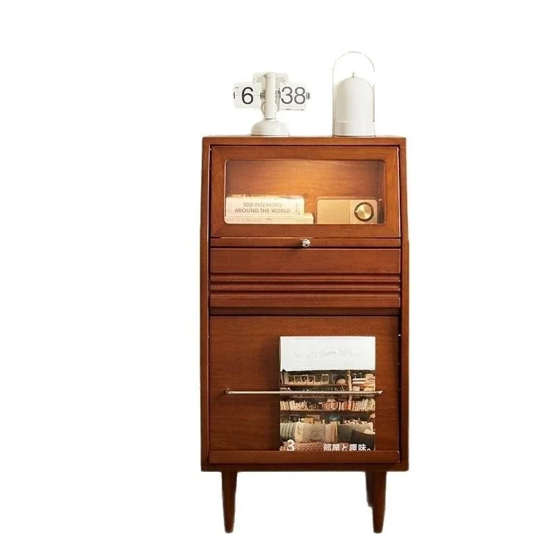 

Simple modern solid wood retro TV Japanese-style vertical cabinet, small apartment storage storage cabinet